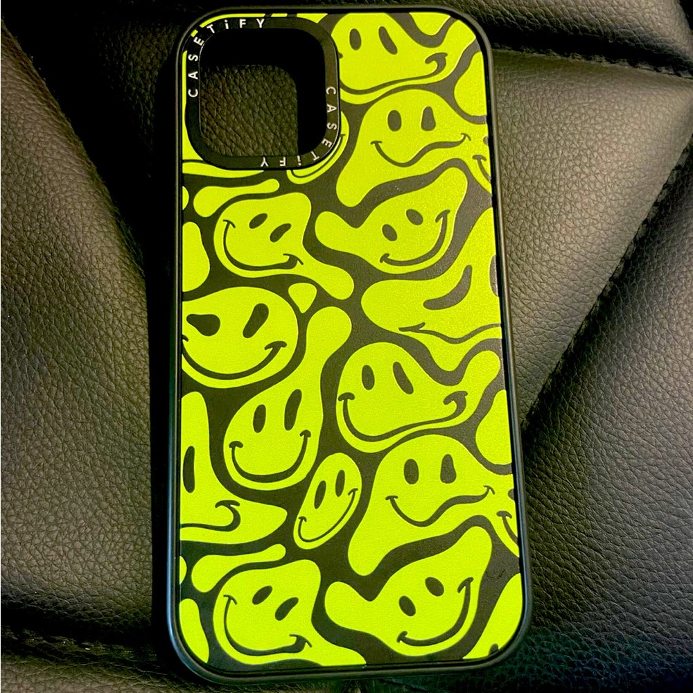 CASETiFY Impact Case for iPhone 12 pro - Acid Smiles Neon Green -  Black
